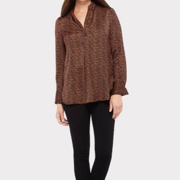David Lerner Tops - Everlene & David Lerner Mandarin Collar Button Down Tunic Blouse